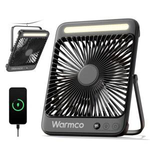 웜코 20000mAh 배터리 구동 팬, LED 랜턴이 장착된 초슬림 8인치 휴대용 캠핑 침실, 실외, 텐트, 여행, 크루즈 선박 필수품을 위한 최대 48시간 런타임 충전식 책상