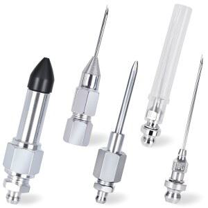 5PCS 그리스 건 바늘 액세서리 세트, 디스펜서, 고무 커플러 어댑터 주입기, 분리형 팁 및 좁고 깊은 공간을 위한 노즐 2개 포함