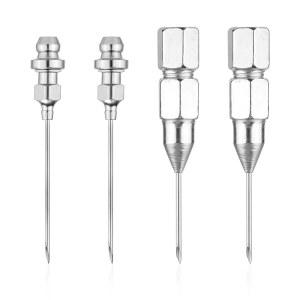 Gosknor 4pcs 그리스 건 니들 노즐, 피팅 도구 주입용 탈부착 팁 어댑터, 좁은 공간 및 깊은 구멍 금속 키트에 사용됨