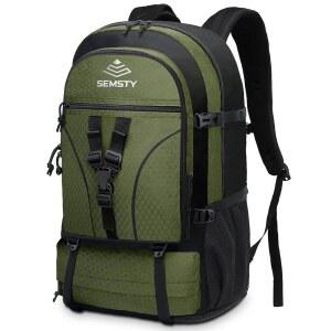 SEMSTY 40L / 50L 남녀용 확장형 하이킹 백팩, 여행용 캠핑 백팩 비행 승인