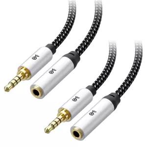 케이블 매터스 2팩 헤드셋 연장 - 3피트 마이크 지원 TRRS 3.5mm 게이밍 코드 블랙