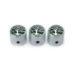 가이커 기타 베이스 포텐셜미터 제어 노브, 6mm 다이아. 축 포트 - 3PCS 아연 합금 돔 스피드 톤 볼륨 스위치 전기 베이스용 트리 오브 라이프 서피스, CKB026 크롬
