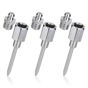 NQUEPN 3pcs 그리스 건 니들 노즐, 1/8인치 NPT 스레드가 있는 탈착식 인젝터 어댑터 강철 팁 디스펜서 그리스어 커플러 피팅