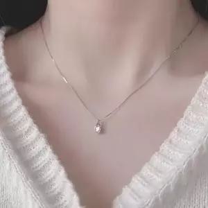 실버 원형 투명 크리스탈 팬던트 여성 목걸이 데일리 심플 액세서리 네잎클로버목걸이