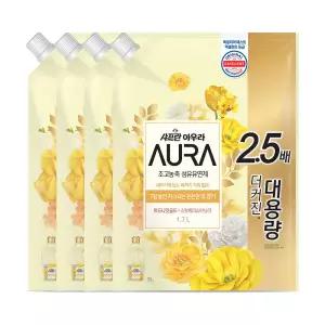 샤프란 아우라 섬유유연제 미드나잇골드 1.7L 4개