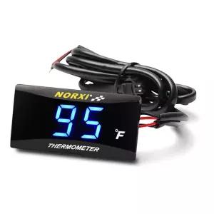 오토바이 수온계 화씨 온도계 범용 디지털 레이싱 스쿠터 LED 디스플레이 DC 12V(파란색)용 초슬림 스타일