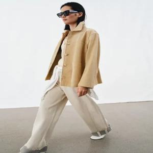 ZARA ZW COLLECTION LIMITED EDITION 스웨이드 레더 재킷 - 버터 2969/061/725