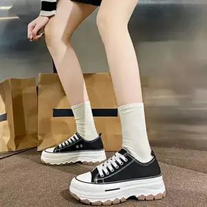 여성 캐주얼 통굽스니커즈 키높이 캔버스화 로우 단화