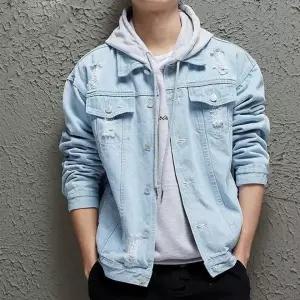 [하프클럽/]남성용 봄가을 데님 재킷 청자켓 클래식 진청 아우터 외출용