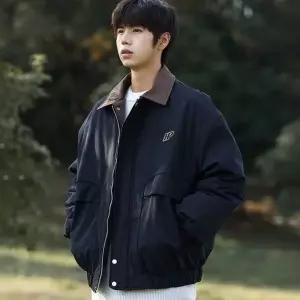 [하프클럽/]자켓 카라 남자 블루종 점퍼 배색 아우터 가을 포켓