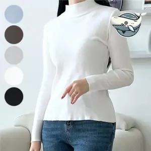 여성 데일리 골지 반폴라 티셔츠 캐주얼 오피스 폴라티 폴라맨투맨 목폴라 목폴라티