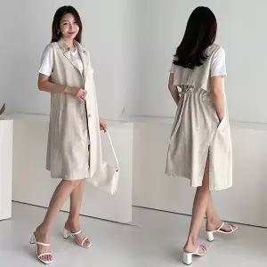 [하프클럽/아이우먼]위쉬몰 BN 옆트임카라린넨베스트(G738H605) 빅사이즈