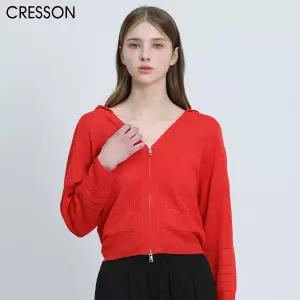 [크레송(CRESSON] ] 브이넥 니트 후드 집업 (택가격:278000원)