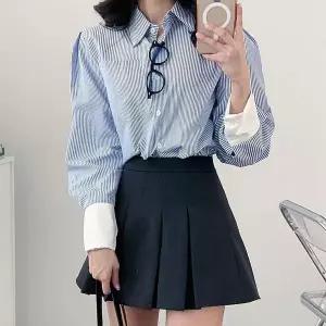 남방 세로 스트라이프 2color 여자 루즈핏 셔츠 오피스룩