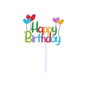 HZJJJKUPN 아크릴 생일 케이크 토퍼 내구성이 뛰어나 케이크, 컵 디저트 테이블에 이상적입니다 (컬러풀)