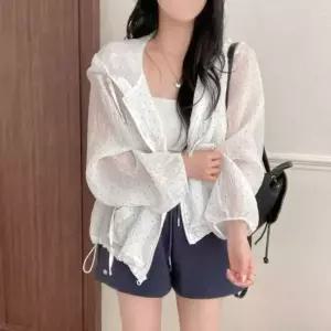 [옷자락]여자 캐주얼 데일리 도트 패턴 간절기 후드집업_P428427346