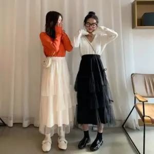 고품질 여성 귀여운 망사스커트 캉캉 롱스커트 레이스스커트 (WE6900A)