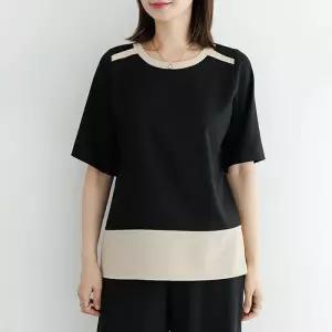 [데드라](99size)포딘배색블라우스티 TBF3236