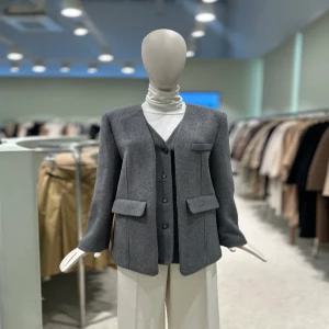 듀엘 캐시미어 블렌디드 노카라 자켓 코트 L254MSH032 607496