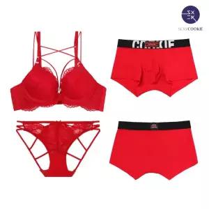 [롯데백화점]섹시쿠키 스트링 포인트 레드 커플속옷SET4 SCWBZ605SCWPZ608SCMDZ605