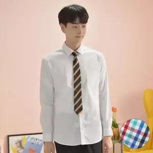 교복와이셔츠 교복몰 (빅사이즈) 스판 남성 화이트 셔츠 (컬러체크