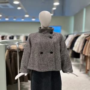 듀엘 울 블렌디드 하이넥 하프 코트 L254MSH033 607534