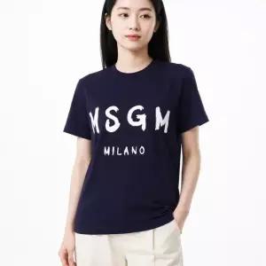 MSGM 브러쉬드 로고 디테일 티셔츠 3841MDM510 257002 87)