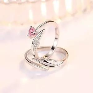 모던 심플 이 핑크 스완 날개 지르코니아 14k커플링