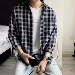 남방 아무 셔츠 긴팔 체크 가을옷 남자 상 여행패션