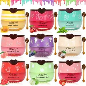 9PCS 비 립밤 마스크 허니 포트 벌크 선물 슬리핑 스킨케어 영양 보습 프로폴리스 채프스틱 여성을 위한