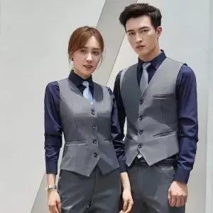 직 여성용 숏 수트 베스트 봄 가을 작업복 4S 매장 은행 부동산 단색 패셔너블 출퇴근 스타일