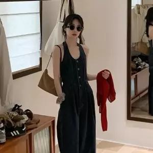프리젠트포유 미우 레트로 와이드 데님 점 나시 여성