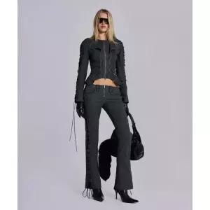 JADED LONDON W 밀리터리 진 레이스업 디테일 블랙 MILITARY JEANS WITH LACE UP DETAIL BLACK JALW252MRPN