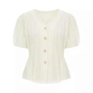 (택가79000원)[샐리] 텐션퍼프반팔블라우스_I5B-CBL067