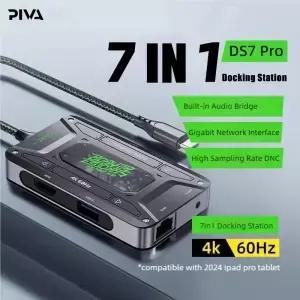 Piva DS7 / 태블릿 어댑터 기가비트 이더넷 Por 4K HD 비디오 및 오디오 캡처 모바일 도킹 스테이션