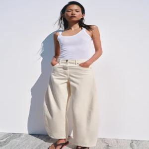 ZARA JEANS ZW COLLECTION ANKLE BALLOON TIRO MEDIO - 크림 6840/045/712