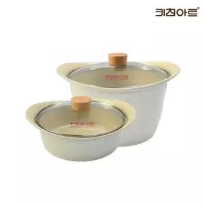 키친아트 베이직 세라믹코팅 IH 인덕션가능 냄비세트 2종J(전골22+곰솥26) 코팅냄비세트