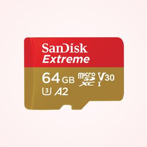 ST1 [샌디스크] MicroSDXC Extreme 64GB 160MB/s C10 U3 4K V30 A2 QXAH 액션캠 드론