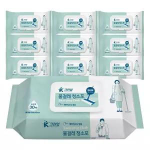 크린업K 물걸레청소포 실속 특대형 30매x10팩 청소포 일회용 리필형 부직포 청소물티슈