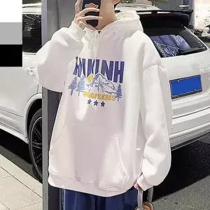HIKINH 프린팅 오버핏 후드티셔츠 맨투맨 I3TS021W