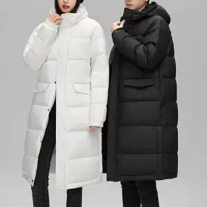 [아이에스이랩]겨울 커플 오리털 후드 옆트임 롱패딩 점퍼 I4JK088Q