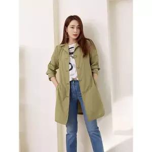 [하프클럽/크로커다일레이디]올리브 소매자수 간절기 트렌치코트 CLCMCT101