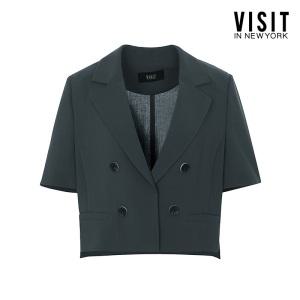 크롭 반팔 더블 자켓(VZ5JK05)