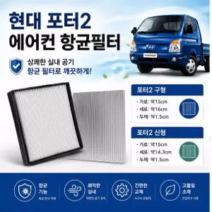 대성부품 현대 포터2 향균필터 에어컨필터 에어콘휠터 미세먼지 차단 히터 필터 1톤 화물차 소형트럭 택배차량 탑차 윙바디 특장차 캠핑카 EV 전기차 4륜 포터2 에어컨 휠타 항균필터 실내필터 차량용 캐빈필터 교체