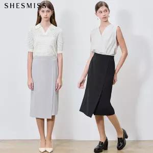 [쉬즈미스(SHESMISS)] 여성스러운 뒷밴딩 언밸런스 패널 스커트 (택가격: 168000