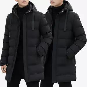 [아이에스이랩]남자 롱패딩 점퍼 코트 블랙 겨울 아우터 I4JK109