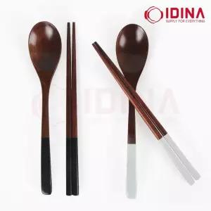 컬러 옻칠 수저 세트 1벌 택1/？걜？/원목/나무/숟가락/스푼/젓가락/천연/우드/가정/용/업소/식당/레트로