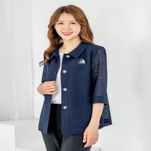 [모슬린]엄마옷 린넨라이크 카라 7부 자켓 605FGH202 마담중년여성빅사이즈50대60대