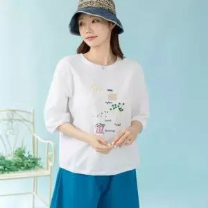 디얼마미 새싹 자수 마 반팔티 마담 미시 중년 여성 빅사이즈 40대 50대