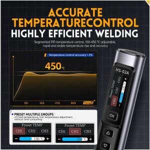 FNIRSI HS-02A 지능형 전기 납땜 인두 24V 100-450 ℃ 용접 재료 수리 플랫폼 PD 도구